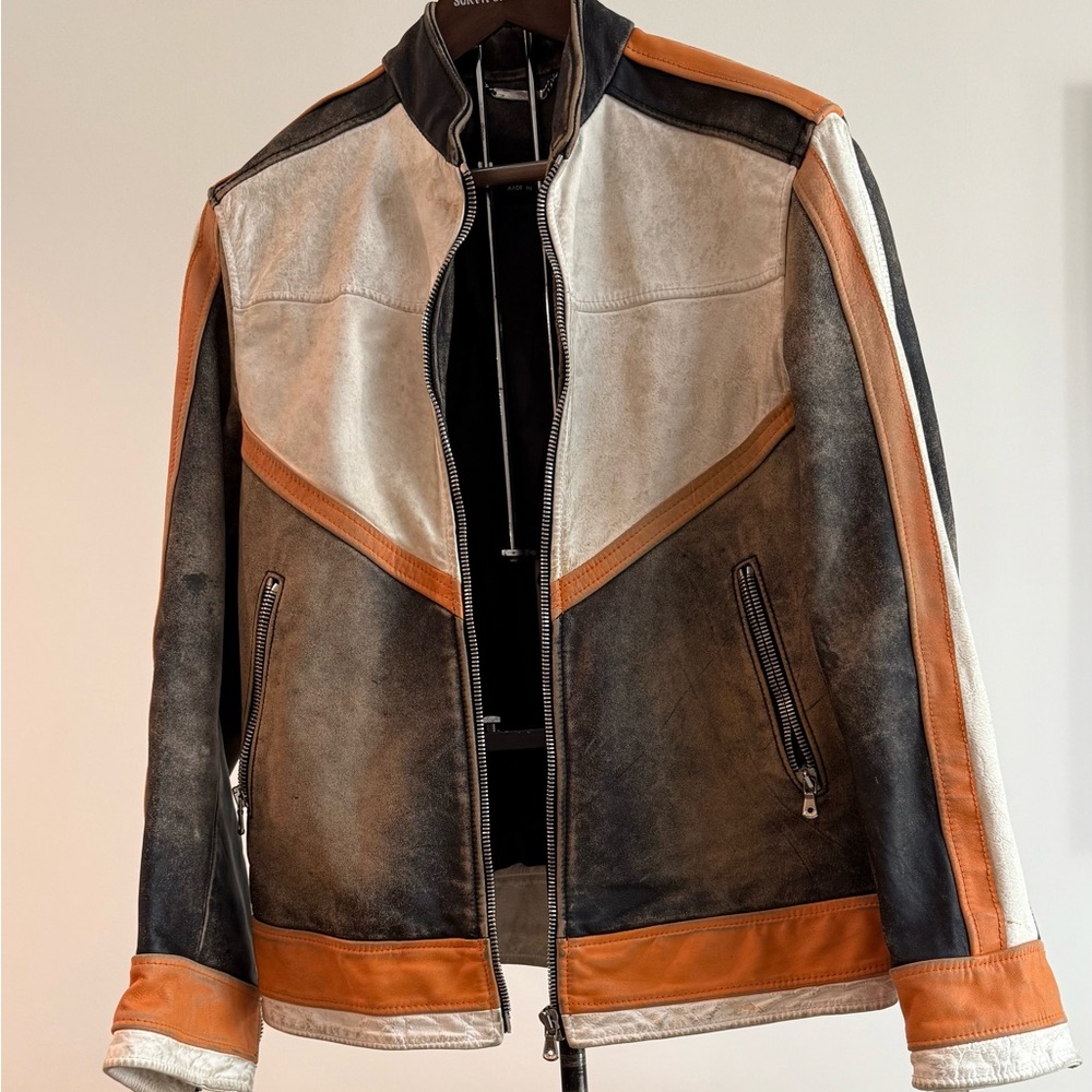 Dolce & Gabbana Men's Colorblock Jacket in Black, White, and Orange